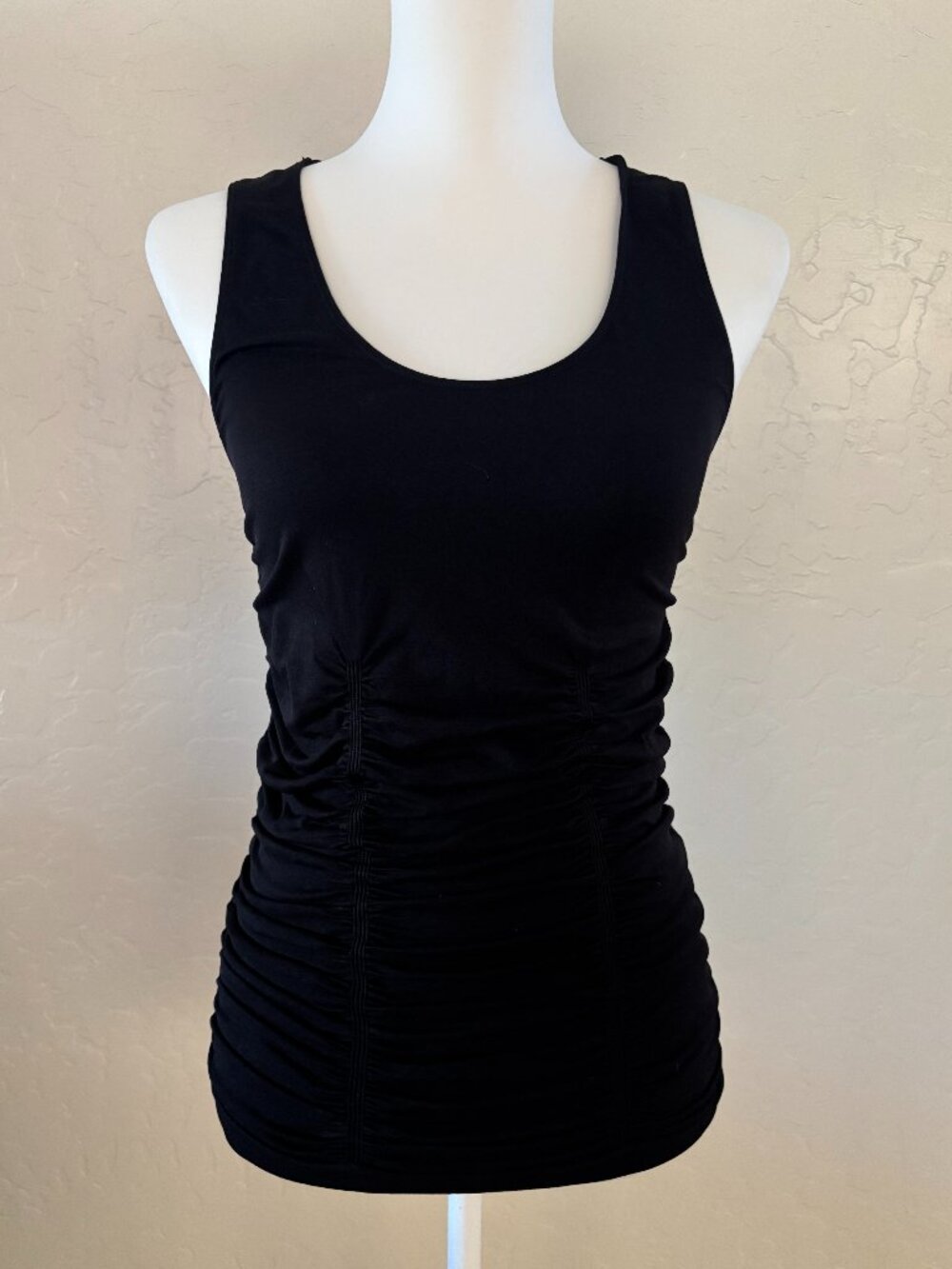 Belldini. Black Stretch Tank Top With Ruching.